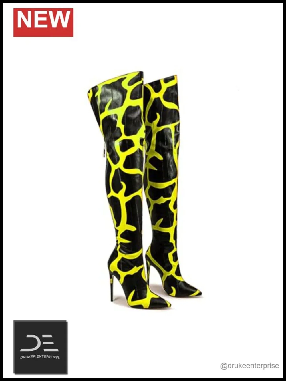 Over the Knee Thigh High Boots - Stiletto Heel Pointed Toe Back Zip PU Leather